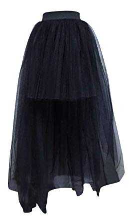 Bellady Women's High Low Mesh Net Lace Overlay Maxi Skirt