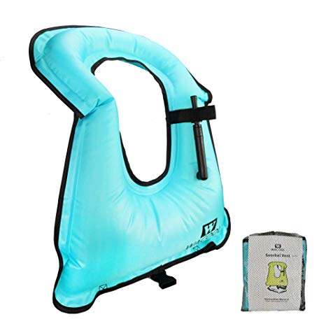 WACOOL Inflatable Snorkel Vest Safety Jacket Free Diving Portable Life Jacket for Swimming