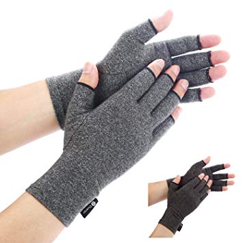 Duerer Arthritis Gloves Women Men for RSI, Carpal Tunnel, Rheumatiod, Tendonitis, Fingerless Hand Thumb Compression Gloves Small Medium Large XL for Pain Relief (XL, Black)