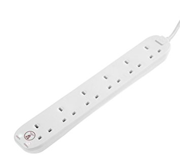 Masterplug 13 A 2 m 6 Gang Surge Protected Extension Lead - White