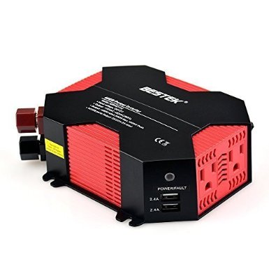 BESTEK 400W Power Inverter DC 12V to AC 110V Car Adapter with 5A 4 USB Charging Ports