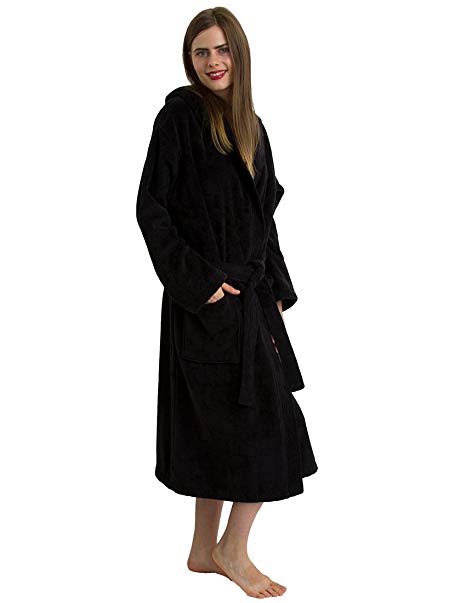 TowelSelections Women's Robe, Hooded Terry Velour Cotton Bathrobe Made in Turkey