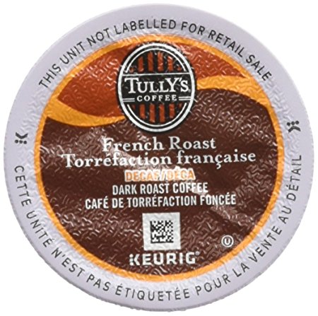 Tully's Coffee Decaffeinated French Roast, Extra Bold, 24-Count K-Cup for Keurig Brewers