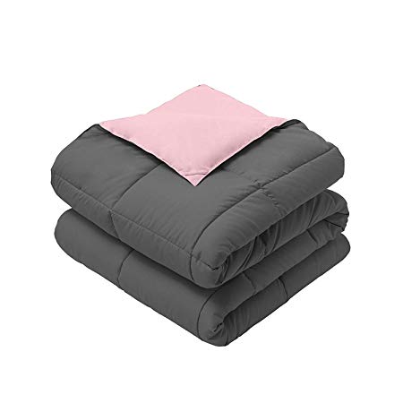 Royal Hotel Full/Queen Size Down-Alternative Comforter - Duvet Insert, 100% Down Alternative Fill, Charcoal and Blush