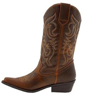 Shoes 18 Womens Faux Leather Western Cowboy Boots W/Traditional Embroidery