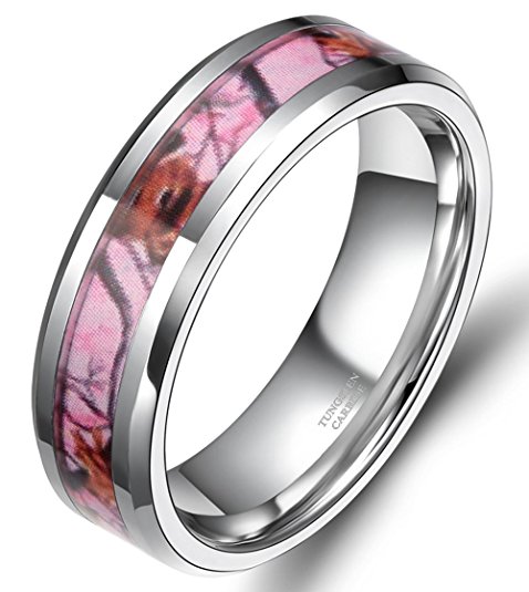 Tungsten Camo Rings Deer Antlers Hunting Camouflage Wedding Engagement Band Comfort Fit