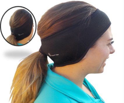 Finish It! Gear - Made in the USA - Women's Ponytail Headband with Double Fleece Sewn into Ear Area for Extra Warmth. Perfect Running Headband Ear Warmer for Winter Weather, Super Moisture Wicking