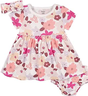 Gerber Baby-Girls 3-Piece Dress, Diaper Cover And Headband Set