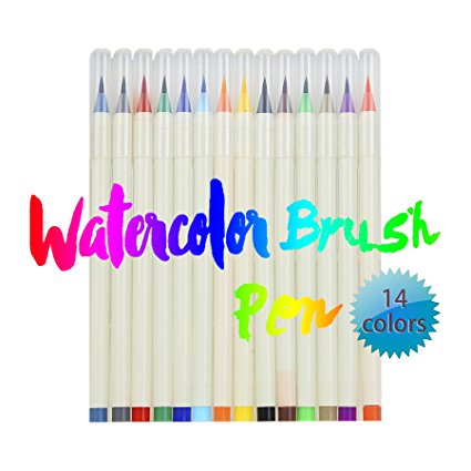 Watercolor Brush Marker Pens Soft Flexible Brush Tip Can Add Ink Create Watercolor Effect Best for Coloring Books Manga Comic Calligraphy 7/14 /20 Colors Set Solitary Walker Bai Jin Series(14pcs)