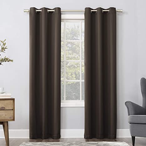 Sun Zero Easton Blackout Energy Efficient Grommet Curtain Panel, 40" x 63", Cocoa Brown