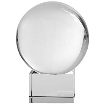 Amlong Crystal Meditation Ball Globe with Free Crystal Stand, 80mm, Clear