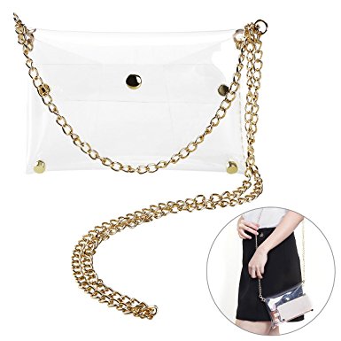 Tinksky Clutch Shoulder Bag Crossbody Bag with Chain Strap Handbag Purse, gift for Women (Transparent Color)
