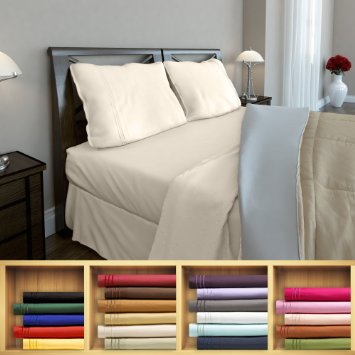 Clara Clark 1800 series Silky Soft 4 piece Bed Sheet Set Queen Size Cream
