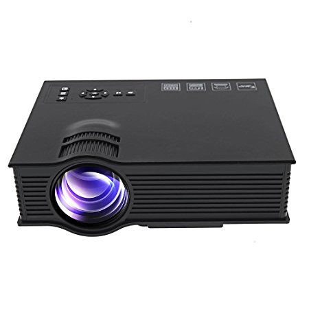 UC40 Portable LED Projector Multimedia 55W Home Theater Cinema Game Projector Support VGA 1080P HDMI USB Ports SD Card 800 Lumens IP/IR/USB/SD/HDMI/VGA (Black)