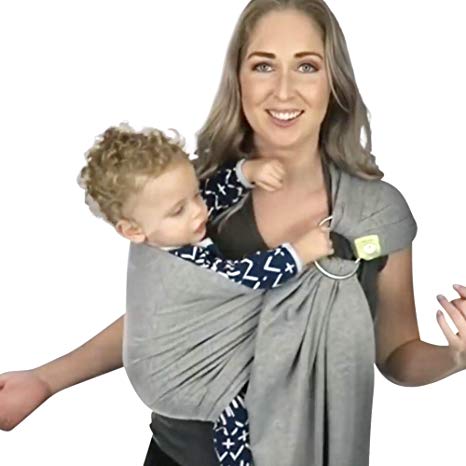 Baby Wrap Carrier All-in-1 Stretchy Ergo Baby Wraps - Ergonomic Baby Sling - Infant Carrier - Babys Wrap - Hands Free Babies Carrier Wraps - Best Baby Shower Gift (Ring Sling (Classic Gray))