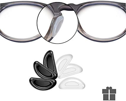 SMARTTOP Adhesive Nose Pad, 12 Pairs Eyeglass Nose Pads Stick On Silicone Anti-Slip for Glasses Sunglasses Thin Nose Pads Eyeglasses (6-Black & 6-Clear)