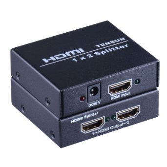 Tensun Mini HDMI Splitter 1 In 2 Out (1x2) Amplifier V1.3 with Full HD 1080P&3D(One Input to Two Output), Compatible With PS3/PS4 Xbox DVD Blu-ray Apple TV Fire TV Roku 4