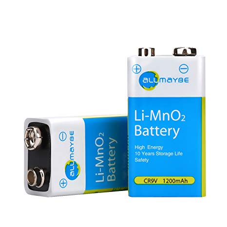 9 Volt Battery, Allmaybe Advanced 9V 1200mAh Lithium Batteries, 2 Counts
