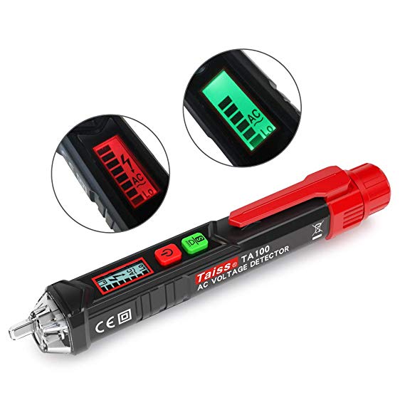 Non-Contact Dual Voltage Tester, Electric Voltage 12V-1000V Voltage Detector Pen with Alarm Mode & Live/Null Wire Judgment, LED Flashlight Beeper Multi-sensor TA-100