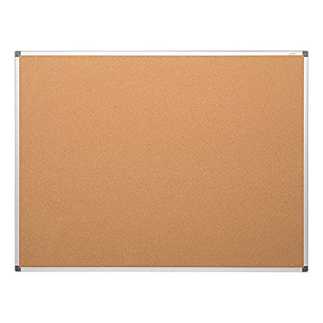 Learniture LNT-127-3648-SO  Natural Cork Board w/ Aluminum Frame, Brown