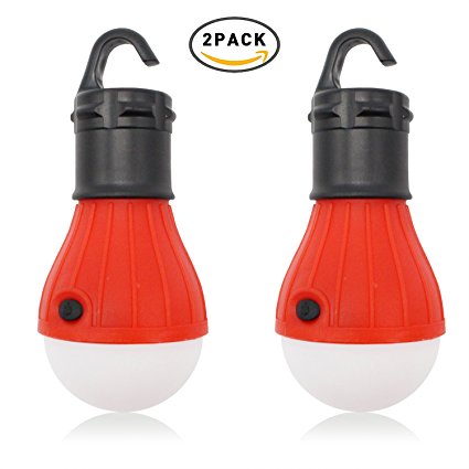2 Pack Camping Lantern Waterproof LED Tent Light for Camping, Hiking, Emergency (RED)