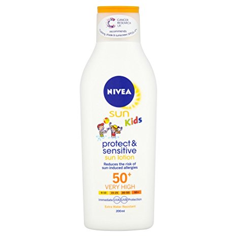 Nivea Kids Protect and Sensitive Sun Lotion with SPF 50 , Very High - 200 ml