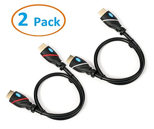 Aurum High Speed HDMI Cable With Ethernet 2 PACK (6 Ft) - Supports 3D & Audio Return Channel [Latest Version] With Pack of Cable Ties - 6 Feet - 2 Pack