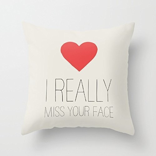 1ZMountletstore I REALLY MISS YOUR FACE Square decorative Throw Pillow Case Decor Cushion Bed Sofa and car 18 X 18 square