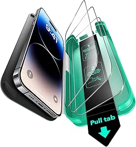 ESR 3 Pack 9H  Glass for iPhone 14 Pro Max Screen Protector, [Military Grade Shatterproof & Longest Durable] Full Coverage Tempered Glass with Updated Easy Installation Tool