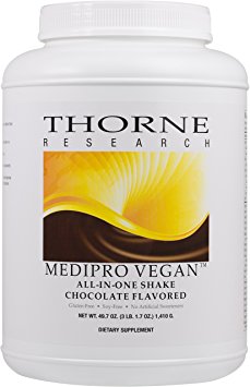 Thorne Research - MediPro Vegan All-in-One Shake - Vegetable-Based Multi-nutrient Protein Powder - Chocolate Flavor - 30 Servings - 49.7 oz.