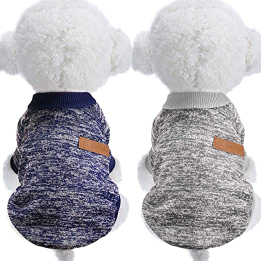 2 Pieces Winter Puppy Sweater Puppy Knitwear Clothes Winter Puppy Warm Coat Medium and Small Dogs Clothes for Pet Supplies