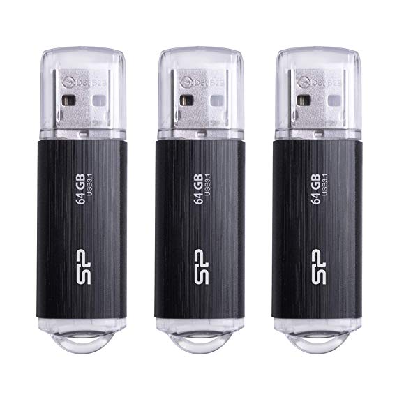 Silicon Power 3-Pack 64GB USB 3.0/3.1 Gen1 USB Flash Drive Blaze B02