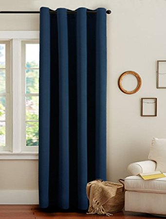 H.Versailtex Ultra Soft Premier Blackout Curtain Panels,Thermal Insulated Bedroom Curtains with Antique Grommet Top (52 x 96 - Inch,Navy Blue-Set of 1)