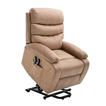 Homegear Microfiber Power Lift Electric Recliner Chair with Massage, Heat and Vibration with Remote Taupe