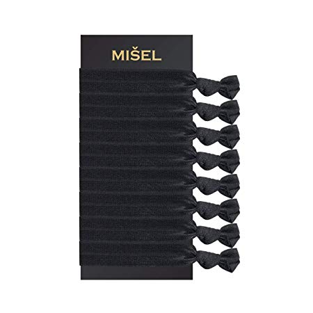 Black Ribbon Elastics made by MISEL are the most Gentle hair ties on the Market. No crease, pulling or snagging.