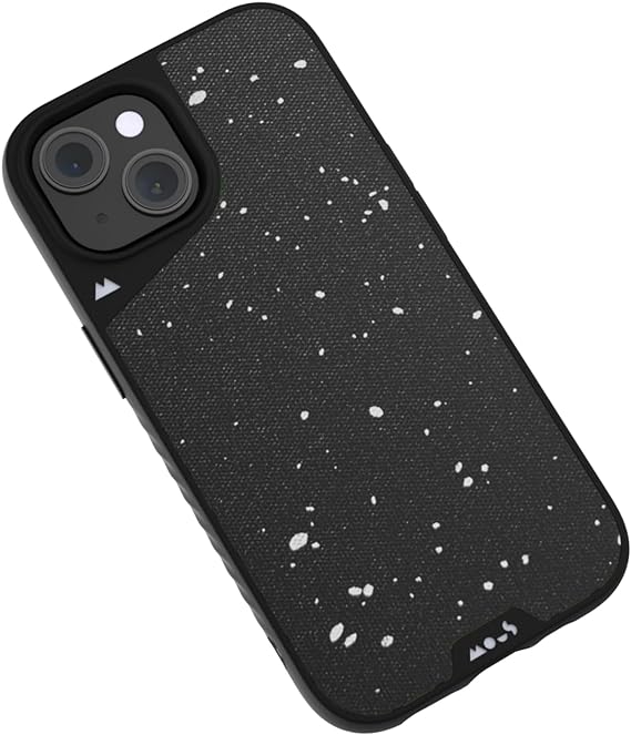 Mous for iPhone 15 Plus Case MagSafe Compatible - Limitless 5.0 - Speckled Black Fabric - Protective iPhone 15 Plus Case - Shockproof Phone Cover