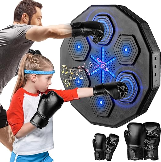 2024 New Music Boxing Machine, Upgraded 2.0 Smart Bluetooth Music Boxing Parent-Child Games, 2 Pairs of Gloves Equipment for Home Exercise