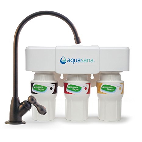 Aquasana AQ-5300.62 3-Stage Under Counter Water Filter System with Oil Rubbed Bronze Faucet