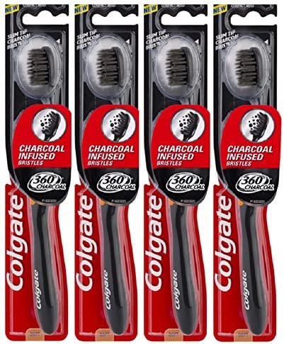 4x Colgate 360° Charcoal Infused Bristles Toothbrush - Medium