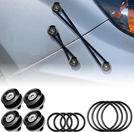 AeroBon JDM Bumper Quick Release Kit with 8 Pieces Replacement O-Ring (4 Regular   4 Big) (Black)