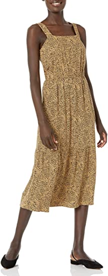 Amazon Essentials Womens Relaxed Fit Fluid Twill Tiered Midi Dress