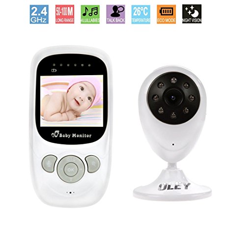 Baby Monitor, 2.4 Inch LCD Screen Wireless Video Baby Monitor Security Camera with Two-Way Audio and Night Vision, Temperature Monitoring, Built-in 4 Lullabies for Baby/Old/Pet