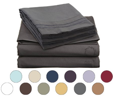 Bed Sheet Bedding Set 100 Soft Brushed Microfiber with Deep Pocket Fitted Sheet - KING - CHARCOAL GRAY - 1800 Luxury Bedding Collection Hypoallergenic and Wrinkle Free Bedroom Linen Set