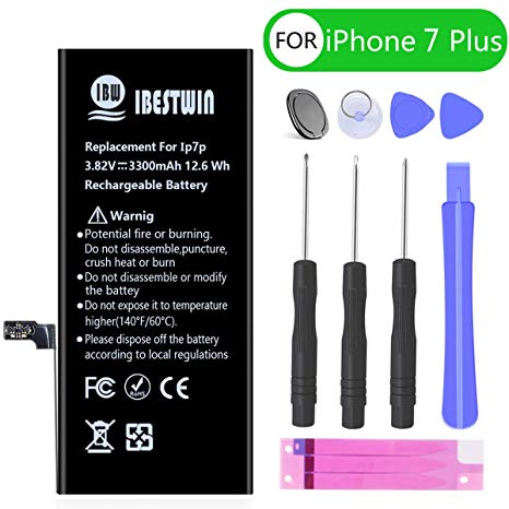 Battery for iPhone 7 Plus, IBESTWIN 3300mAh High Capacity Battery Replacement for iPhone 7 Plus with Full Remove Tool Kit and Adhesive-36 Months Warranty