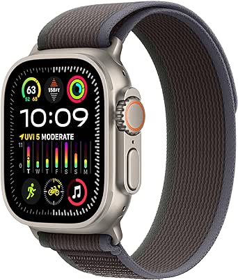 Apple Watch Ultra 2 [GPS   Cellular 49mm] Smartwatch with Rugged Titanium Case & Blue/Black Trail Loop M/L. Fitness Tracker, Precision GPS, Action Button, Extra-Long Battery Life, Carbon Neutral