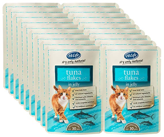 HiLife it's Only Natural Cat Food, Tuna Flakes, 70 g, 18 x 70g Pouches
