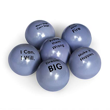 Motivational Stress Balls | Squeeze Toy Gift 6 Pack | Fidget Accessory for Stress Relief, Special Needs, Concentration, Anxiety, Motivation, ADHD, ADD, Autism and Team Building (Blue Grey)