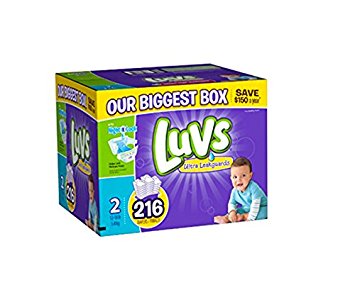 luvs diapers, size 2, 216 count