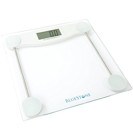 Bluestone Digital Glass Bathroom Scale with LCD Display, Clear
