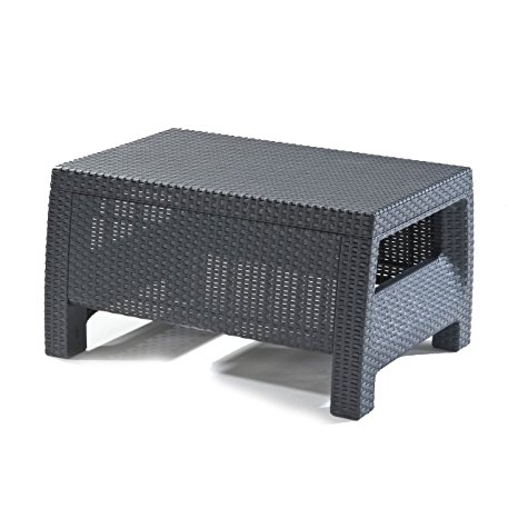 Keter Corfu Rattan Outdoor Garden Furniture Coffee Table - Graphite